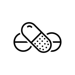Black line icon for pills