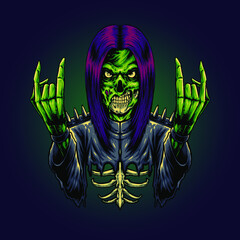 the rocker zombie illustration vector