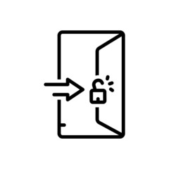 Black line icon for admission