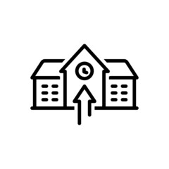 Black line icon for admission