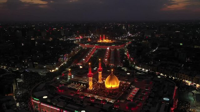 arial view of Imam Hussein Holy Shrine in Karbala iraq