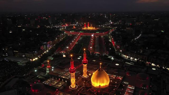 arial view of Imam Hussein Holy Shrine in Karbala iraq