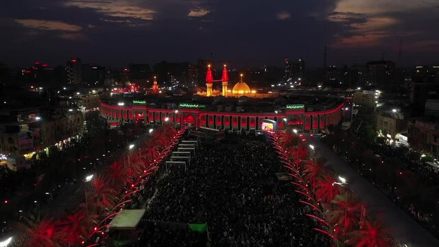 arial view of Imam Hussein Holy Shrine in Karbala iraq