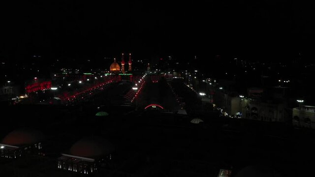 arial view of Imam Hussein Holy Shrine in Karbala iraqv