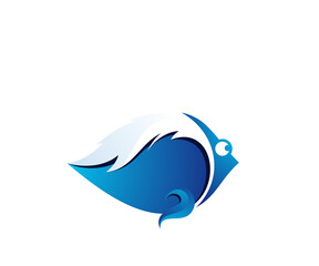 blue fish logo design template