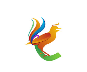 colorful bird logo design template