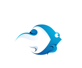 fire fish blue logo design template