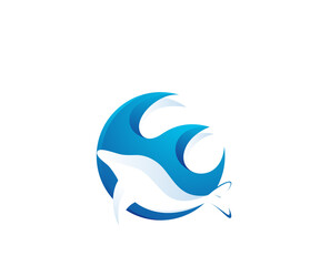 ocean fish logo design template