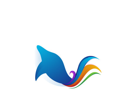 fish colorful logo design template