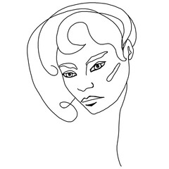 Sketch of a girl's head. Isolated on a white background.