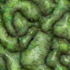 Rotten mouldy green zombie brains 3D illustration - obrazy, fototapety, plakaty