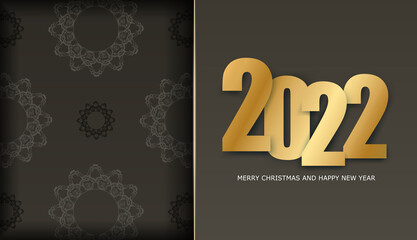 Brochure 2022 Merry Christmas and Happy New Year Brown color with luxury light pattern