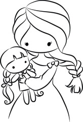 vector cartoon black and white girl