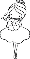 vector cartoon black and white girl