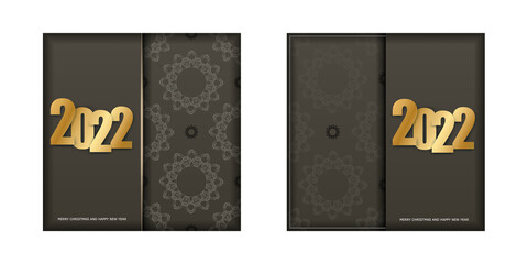 Brochure 2022 Happy New Year Brown color with abstract light pattern