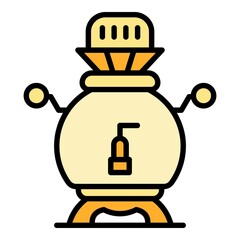 Silver samovar icon. Outline silver samovar vector icon color flat isolated