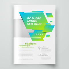 Flyer Cover design template Squares style green color, blocks for images