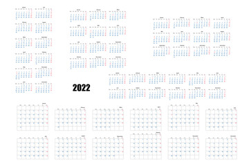 2022 Calendar template.Yearly planner stationery universal, classic design horizontal. German
