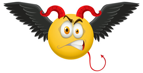 Devil emoticon with facial expression