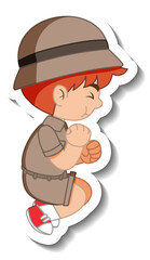 Little boy scout cartoon character sticker