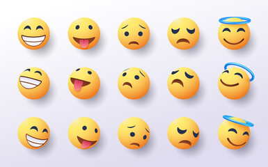 set of 3d emoji in various points of view