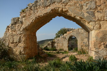 Fototapeta na wymiar Montfort Castle. Qal'at al-Qurain or Qal'at al-Qarn - 