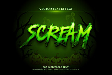 Scream editable 3d text effect with dark green jungle backround style