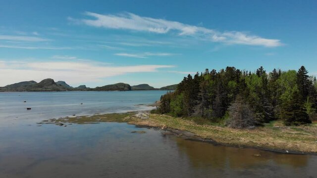 Arial shot of the Bic national park in Quebec, Canada.