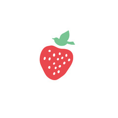 小鳥で葉を表現した苺のイラスト。ロゴ、アイコンデザインのためのシンプルなイラスト。