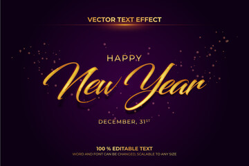Happy new year editable text effect with purple backround style