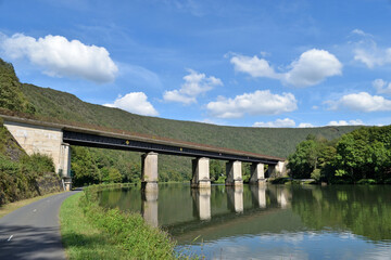 Fototapeta na wymiar landscape nature river bridge France Ardenne