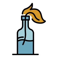 Molotov bottle icon. Outline molotov bottle vector icon color flat isolated