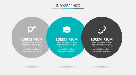 Set Hockey puck, Whistle and Medieval bow. Business infographic template. Vector