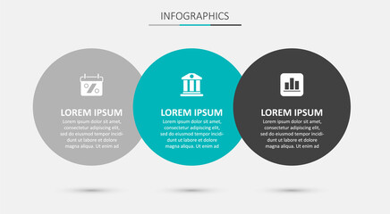 Set Bank building, Discount percent tag and Pie chart infographic. Business infographic template. Vector