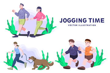 Jogging Time - Activity Vector Illustration
