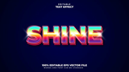 Fototapeta na wymiar Shine 3D Editable Text Effect