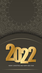 Brochure Template 2022 Merry Christmas And Happy New Year Brown Color Vintage Light Pattern