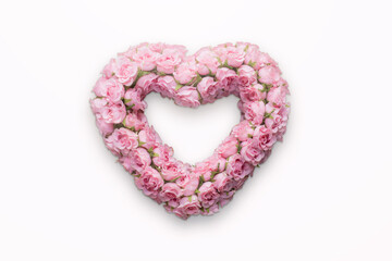 Heart shape made of flowers. Valentine's day.