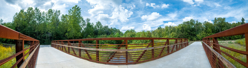Fototapeta premium Bridge Over Torrence Creek, Torrence Creek Greenway, Huntersville, North Carolina