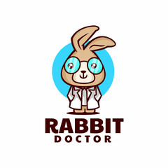 Vector Logo Illustration Rabbit Mascot Cartoon Style.