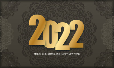 Template Greeting card 2022 Happy New Year Brown color with vintage light pattern
