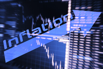 Ein Pfeil zeigt den Anstieg der Inflation 