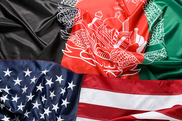 National flags of USA and Afghanistan as background