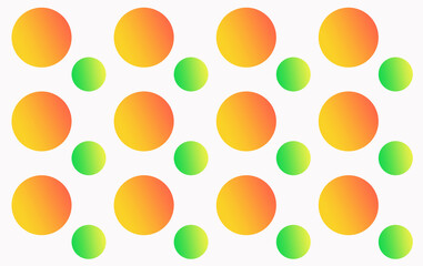 several orange and green gradient color circles in a box