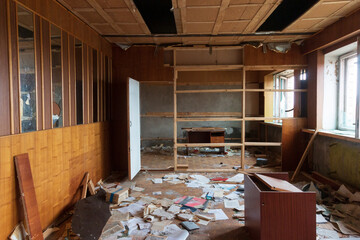 dirty room in an abandoned building