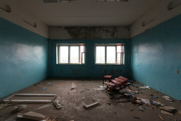 dirty room in an abandoned building