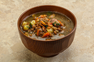 Lentil soup with chicken and vegetables
