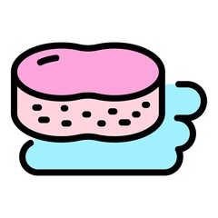 Cleaning sponge floor icon. Outline cleaning sponge floor vector icon color flat isolated