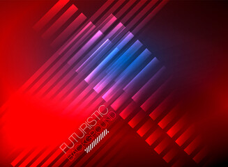 Bright neon color techno abstract background, shiny glowing neon lines in the dark background