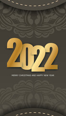 Greeting Flyer Template 2022 Merry Christmas Brown Color with Vintage Light Ornament
